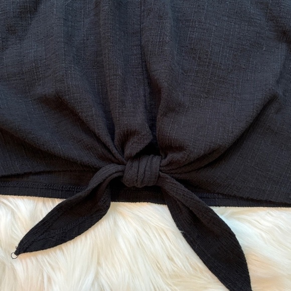 J. Crew Black Short Sleeve Tie-Front Top - Picture 3 of 5